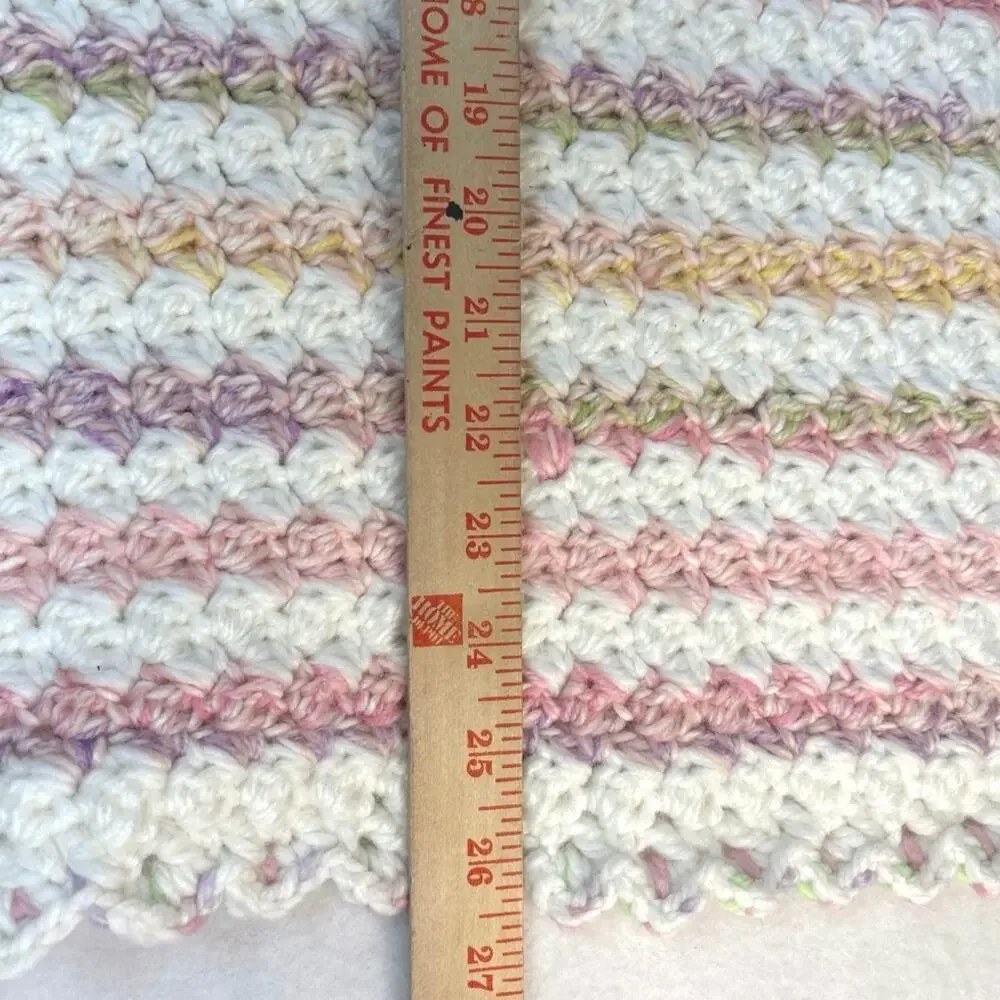 Hand Made Crocheted Baby Blanket 27”x23”